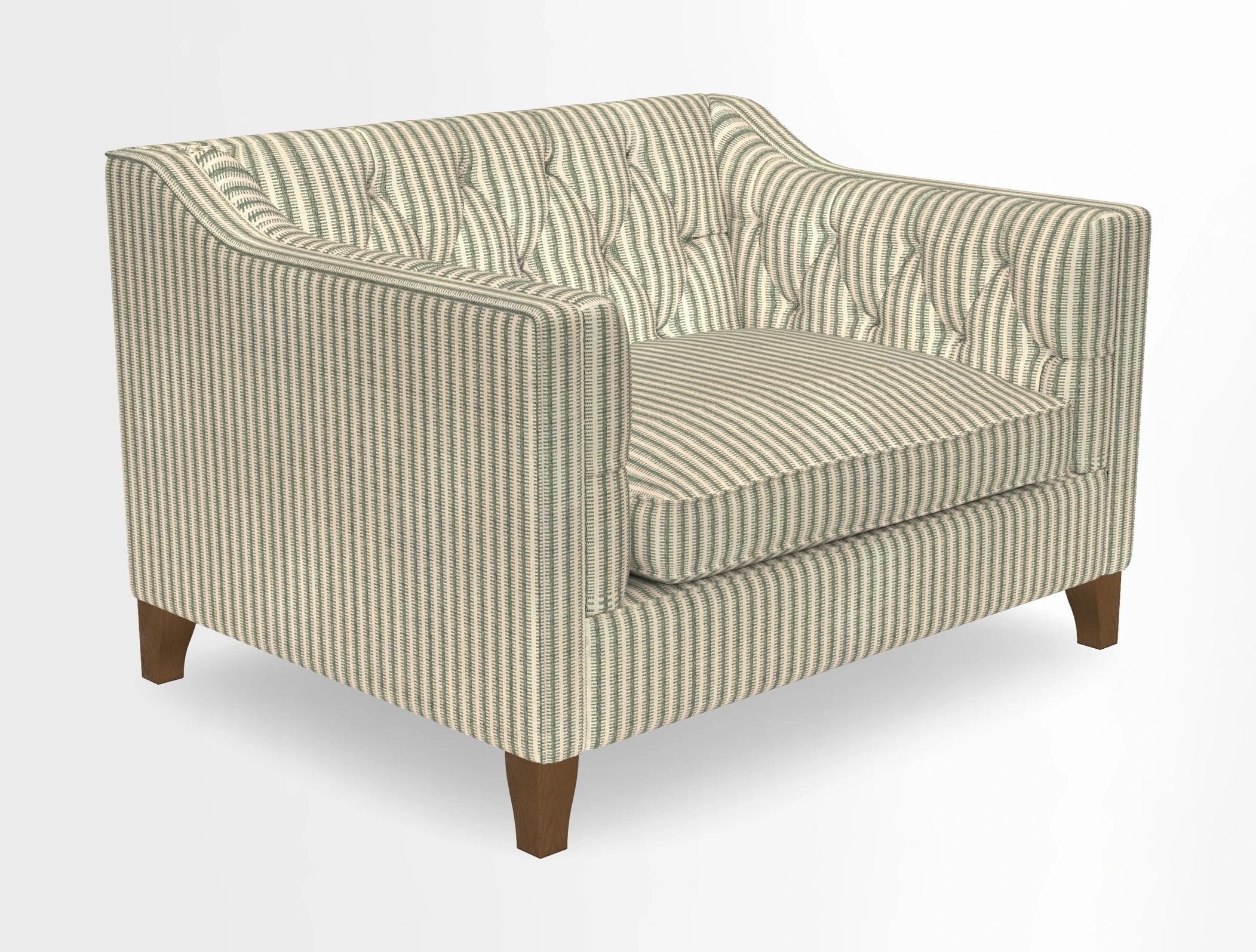 Haresfield Snuggler Dipped Arms in Mohair Lichen Seat Cushion in RHS Gertrude Jekyll Meadow Flower Olive and Scatters in RHS Gertrude Jekyll Folklore Olive