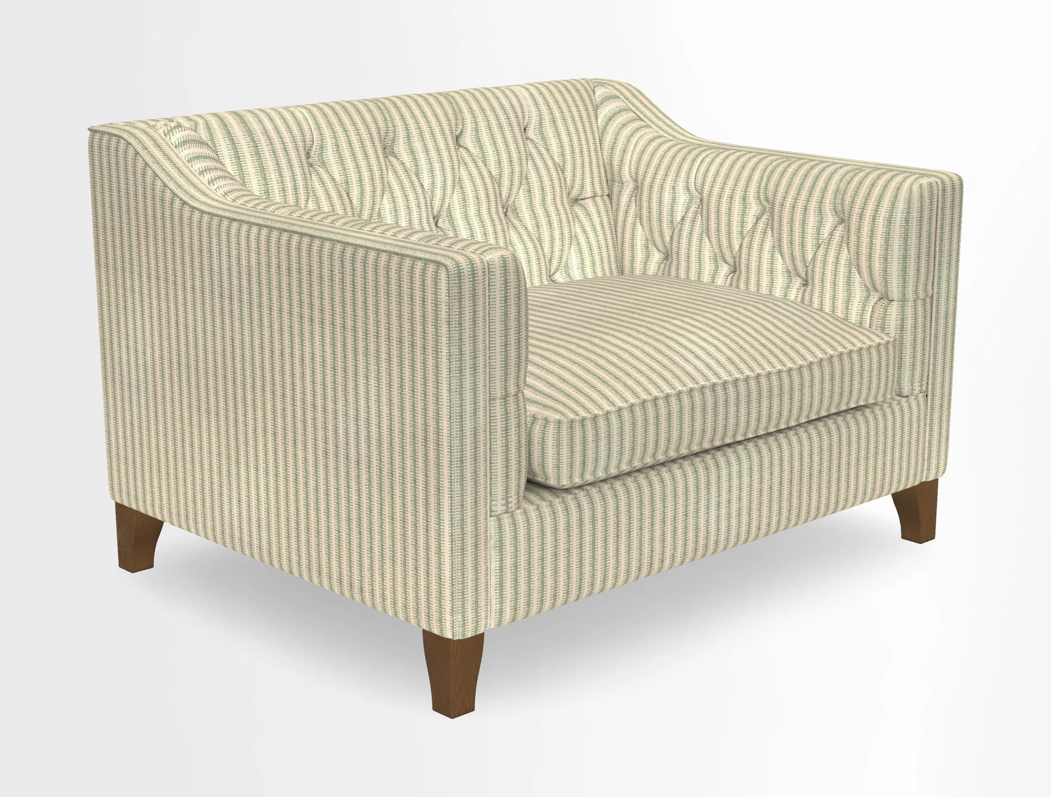 Haresfield Snuggler Dipped Arms in Mohair Lichen Seat Cushion in RHS Gertrude Jekyll Meadow Flower Olive and Scatters in RHS Gertrude Jekyll Folklore Olive