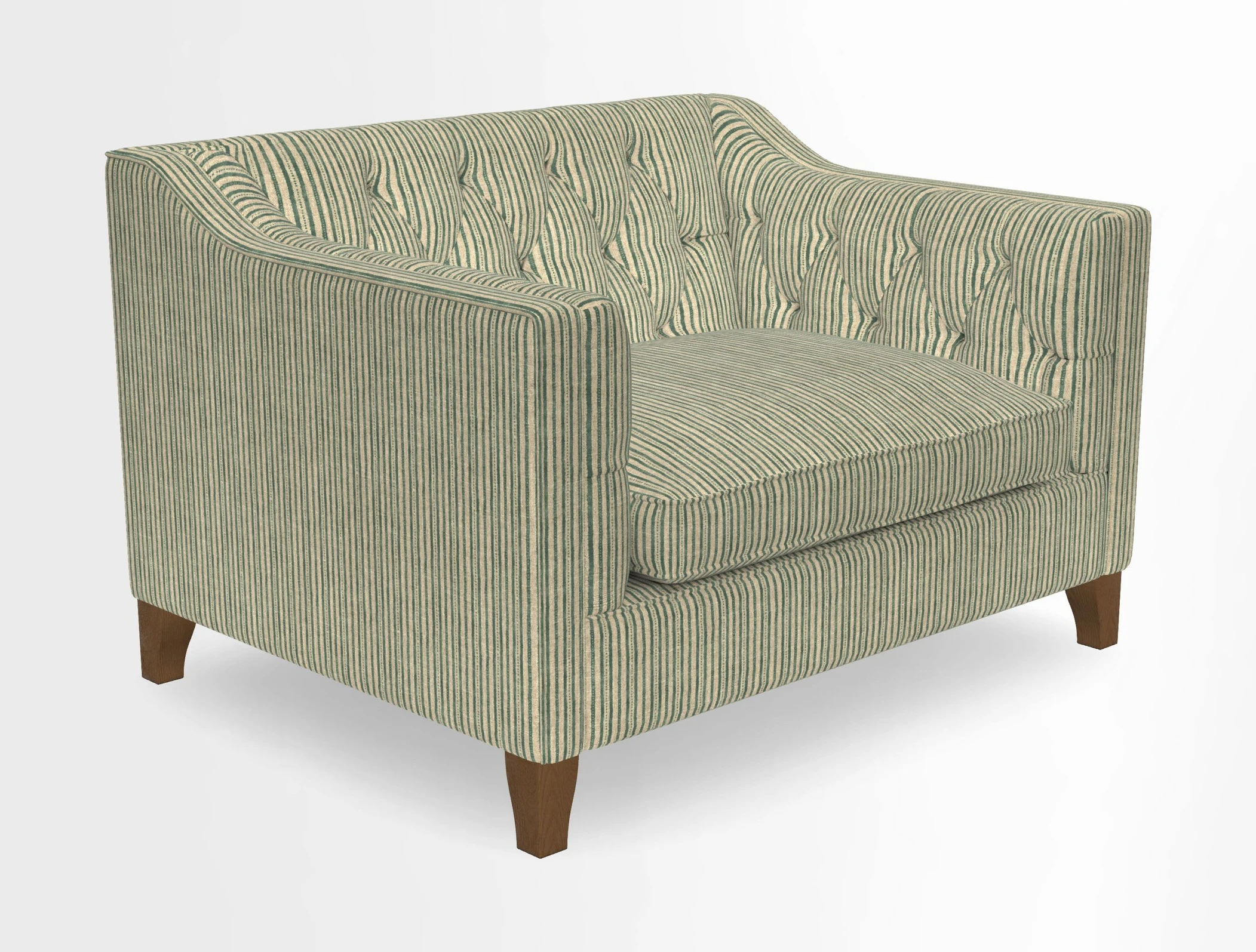 Haresfield Snuggler Dipped Arms in Mohair Lichen Seat Cushion in RHS Gertrude Jekyll Meadow Flower Olive and Scatters in RHS Gertrude Jekyll Folklore Olive