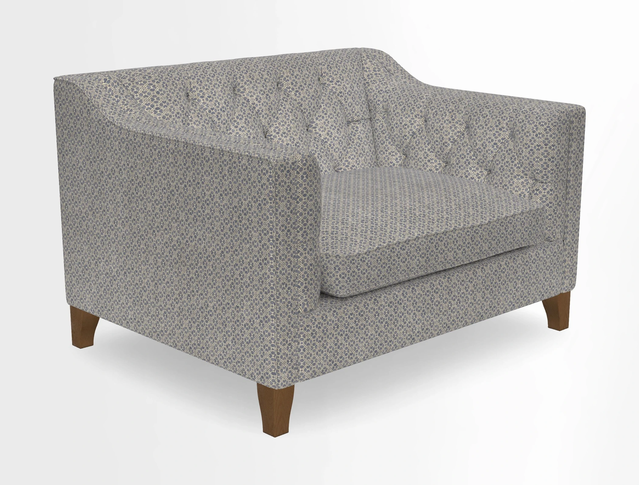 Haresfield Snuggler Dipped Arms in Mohair Lichen Seat Cushion in RHS Gertrude Jekyll Meadow Flower Olive and Scatters in RHS Gertrude Jekyll Folklore Olive