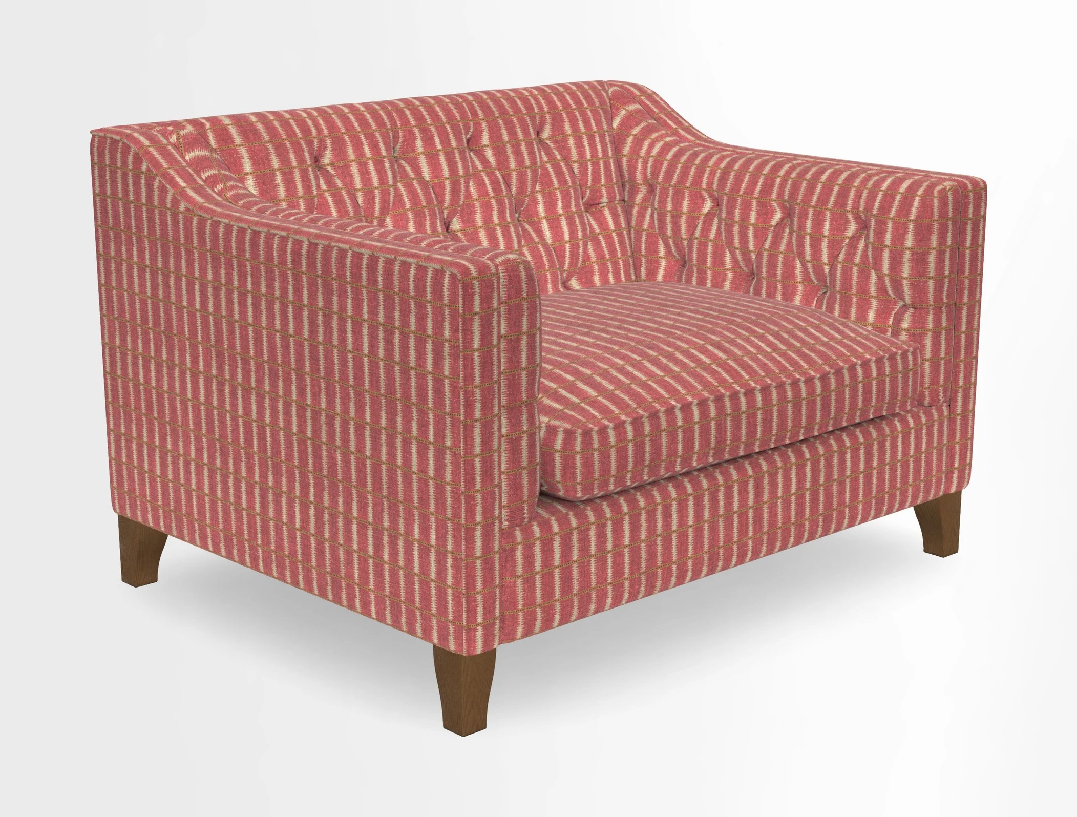 Haresfield Snuggler Dipped Arms in Mohair Lichen Seat Cushion in RHS Gertrude Jekyll Meadow Flower Olive and Scatters in RHS Gertrude Jekyll Folklore Olive