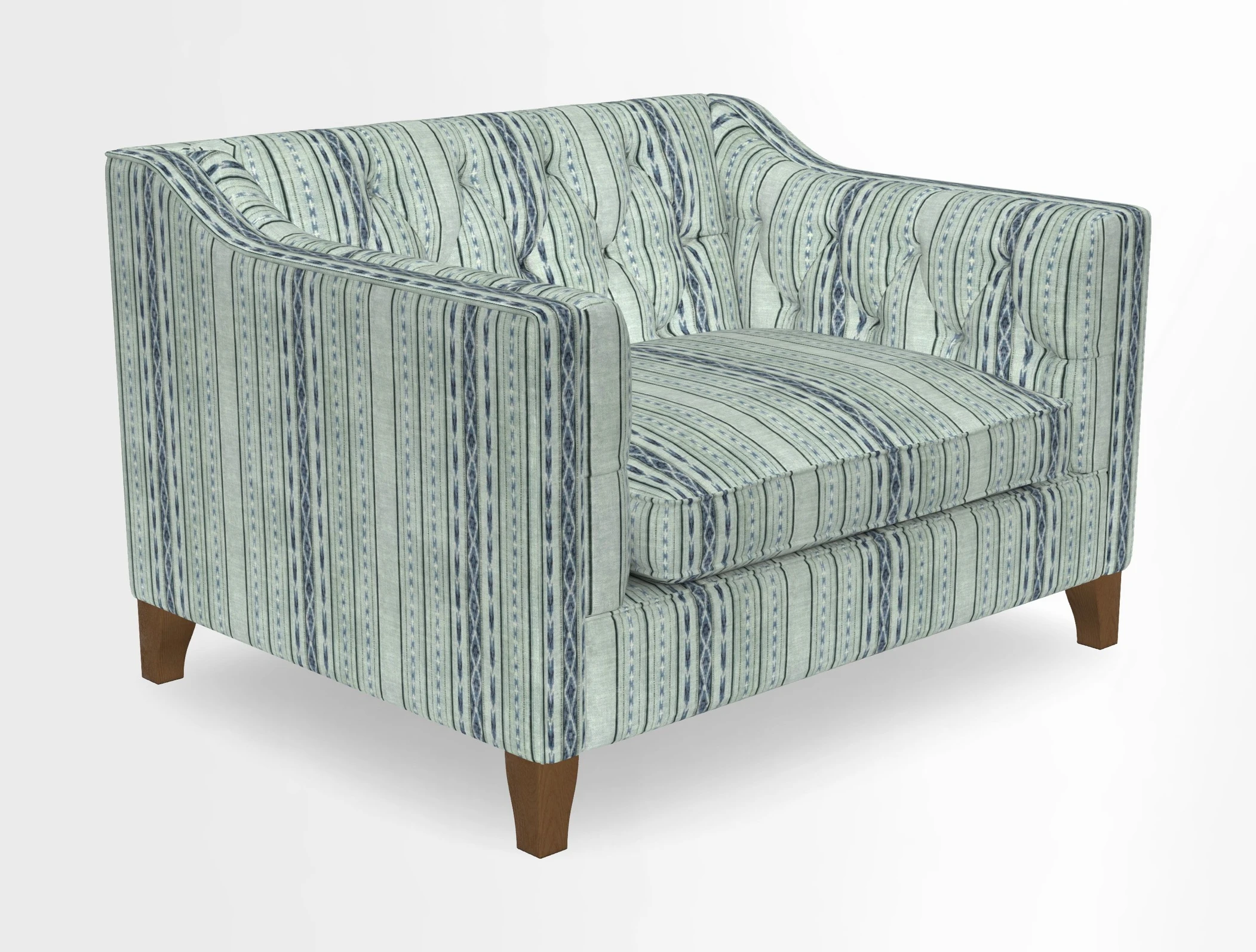 Haresfield Snuggler Dipped Arms in Mohair Lichen Seat Cushion in RHS Gertrude Jekyll Meadow Flower Olive and Scatters in RHS Gertrude Jekyll Folklore Olive