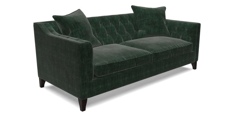 Haresfield 3 Seater Sofa in Linwood Omega Velvet Omega Airforce with Contrasting Piping