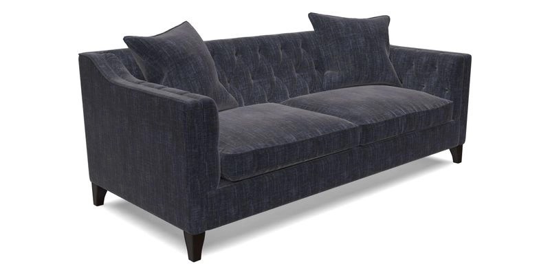 Haresfield 3 Seater Sofa in Linwood Omega Velvet Omega Airforce with Contrasting Piping