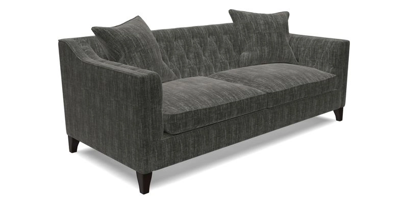 Haresfield 3 Seater Sofa in Linwood Omega Velvet Omega Airforce with Contrasting Piping
