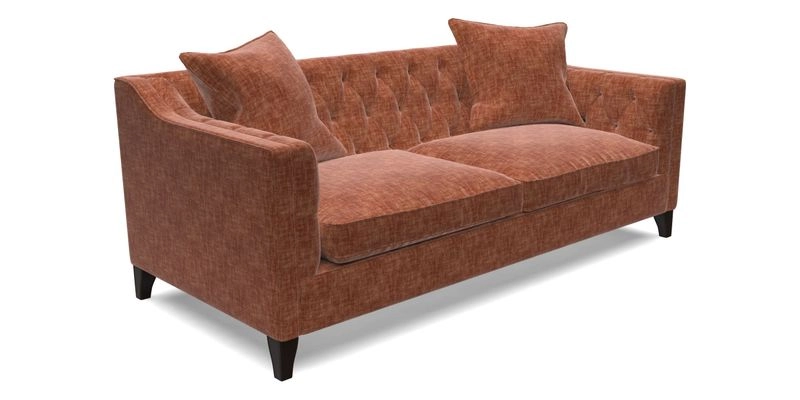 Haresfield 3 Seater Sofa in Linwood Omega Velvet Omega Airforce with Contrasting Piping