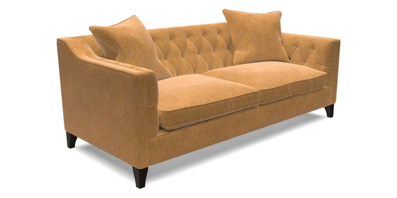 Haresfield 3 Seater Sofa in Linwood Omega Velvet Omega Airforce with Contrasting Piping