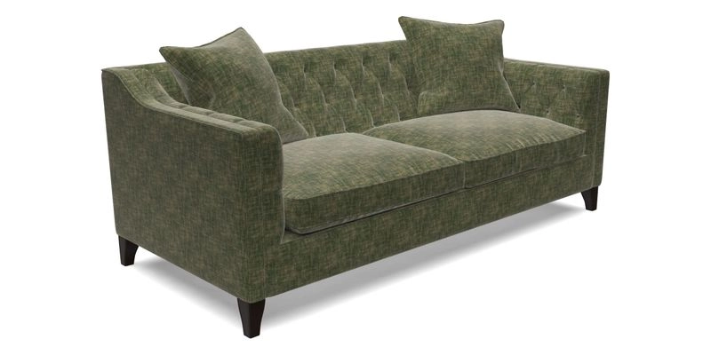 Haresfield 3 Seater Sofa in Linwood Omega Velvet Omega Airforce with Contrasting Piping