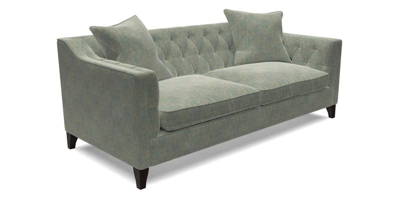 Haresfield 3 Seater Sofa in Linwood Omega Velvet Omega Airforce with Contrasting Piping