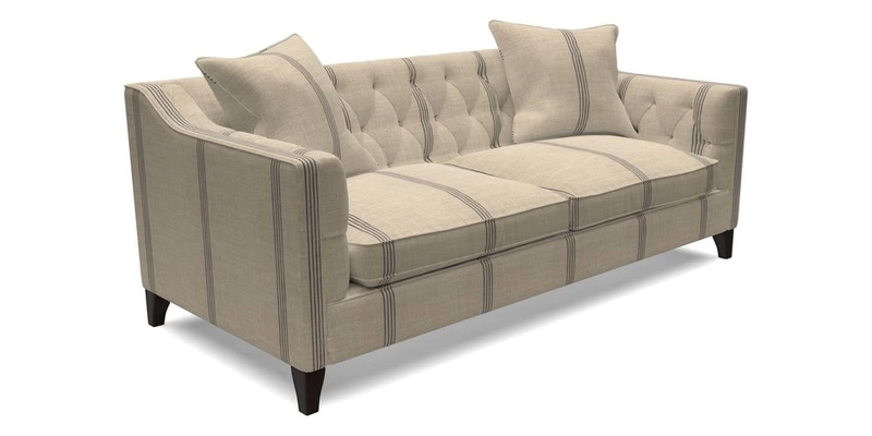 Haresfield 3 Seater Sofa in Linwood Omega Velvet Omega Airforce with Contrasting Piping