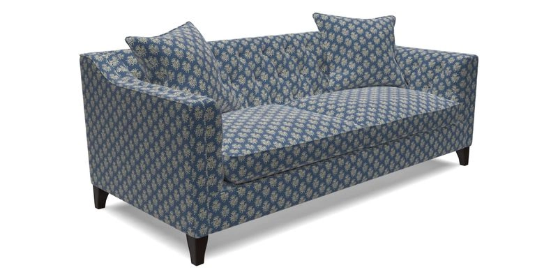 Haresfield 3 Seater Sofa in Linwood Omega Velvet Omega Airforce with Contrasting Piping