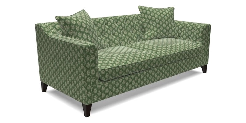 Haresfield 3 Seater Sofa in Linwood Omega Velvet Omega Airforce with Contrasting Piping