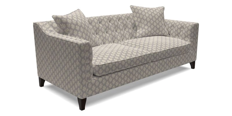 Haresfield 3 Seater Sofa in Linwood Omega Velvet Omega Airforce with Contrasting Piping