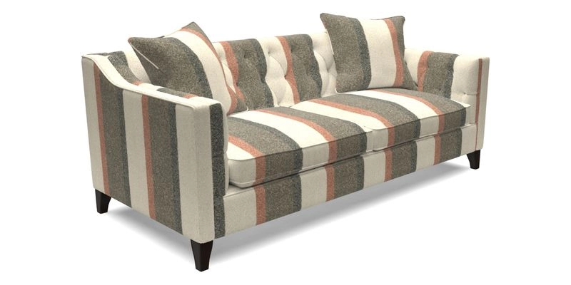 Haresfield 3 Seater Sofa in Linwood Omega Velvet Omega Airforce with Contrasting Piping