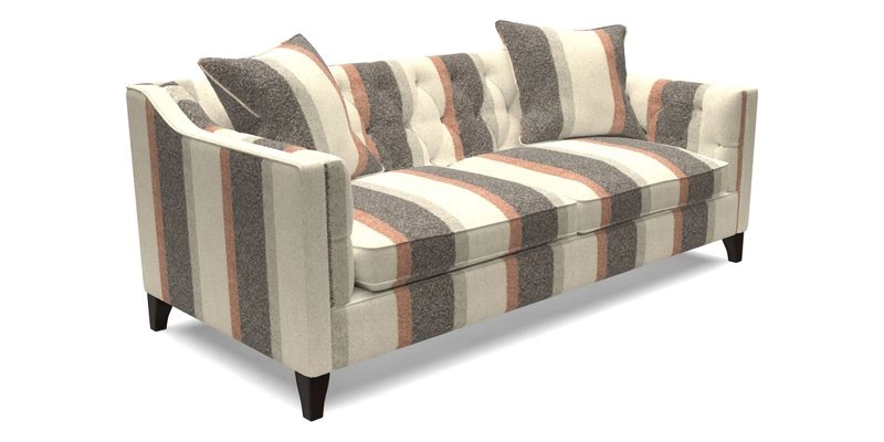 Haresfield 3 Seater Sofa in Linwood Omega Velvet Omega Airforce with Contrasting Piping