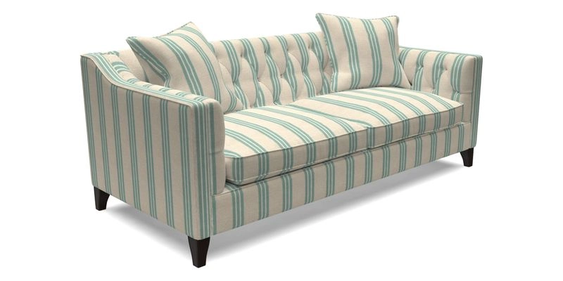 Haresfield 3 Seater Sofa in Linwood Omega Velvet Omega Airforce with Contrasting Piping