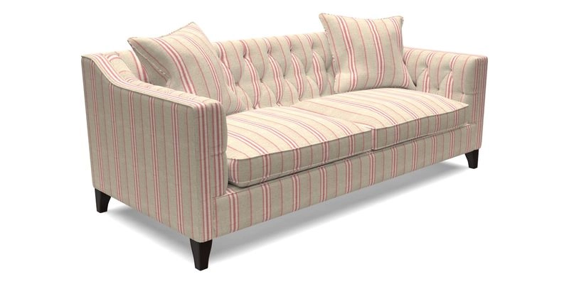 Haresfield 3 Seater Sofa in Linwood Omega Velvet Omega Airforce with Contrasting Piping