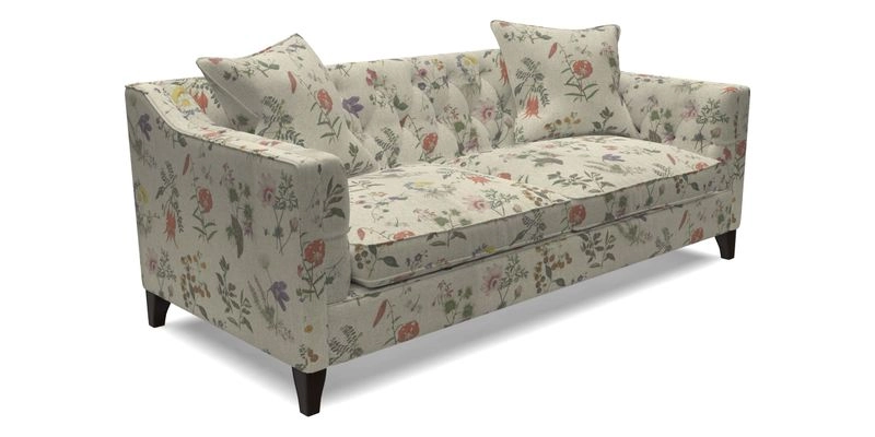 Haresfield 3 Seater Sofa in Linwood Omega Velvet Omega Airforce with Contrasting Piping