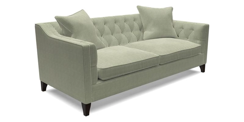 Haresfield 3 Seater Sofa in Linwood Omega Velvet Omega Airforce with Contrasting Piping