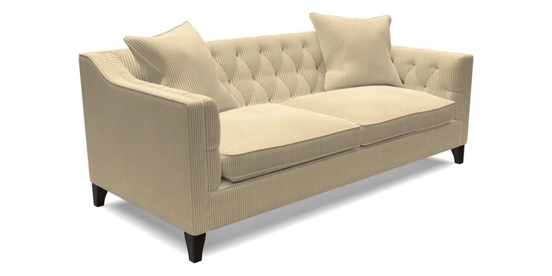 Haresfield 3 Seater Sofa in Linwood Omega Velvet Omega Airforce with Contrasting Piping
