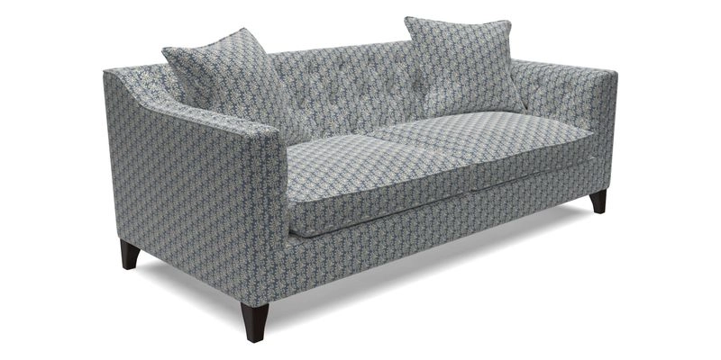 Haresfield 3 Seater Sofa in Linwood Omega Velvet Omega Airforce with Contrasting Piping