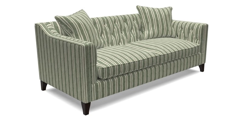 Haresfield 3 Seater Sofa in Linwood Omega Velvet Omega Airforce with Contrasting Piping