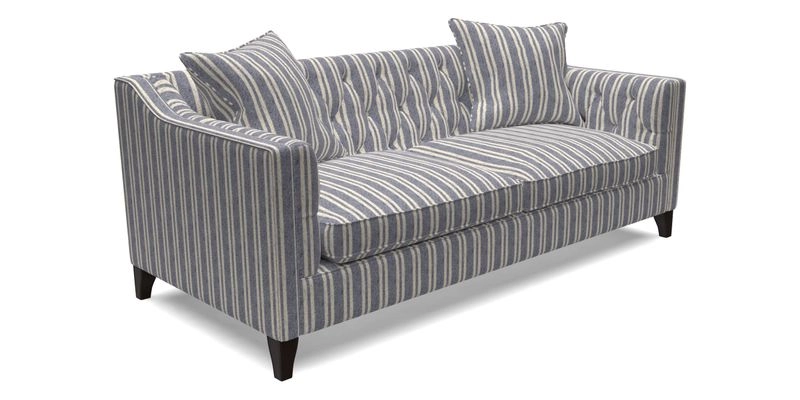 Haresfield 3 Seater Sofa in Linwood Omega Velvet Omega Airforce with Contrasting Piping
