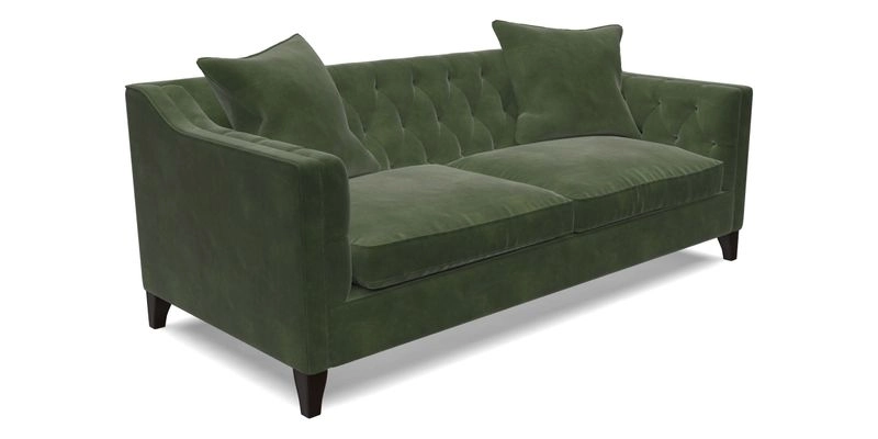 Haresfield 3 Seater Sofa in Linwood Omega Velvet Omega Airforce with Contrasting Piping
