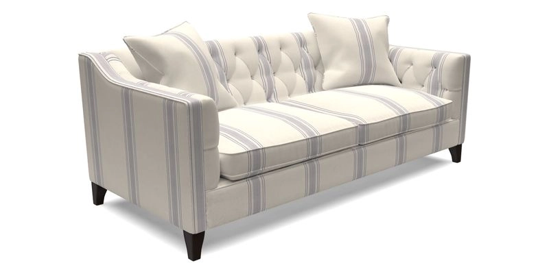 Haresfield 3 Seater Sofa in Linwood Omega Velvet Omega Airforce with Contrasting Piping