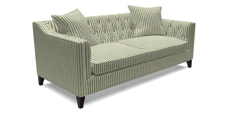 Haresfield 3 Seater Sofa in Linwood Omega Velvet Omega Airforce with Contrasting Piping
