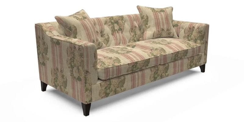 Haresfield 3 Seater Sofa in Linwood Omega Velvet Omega Airforce with Contrasting Piping