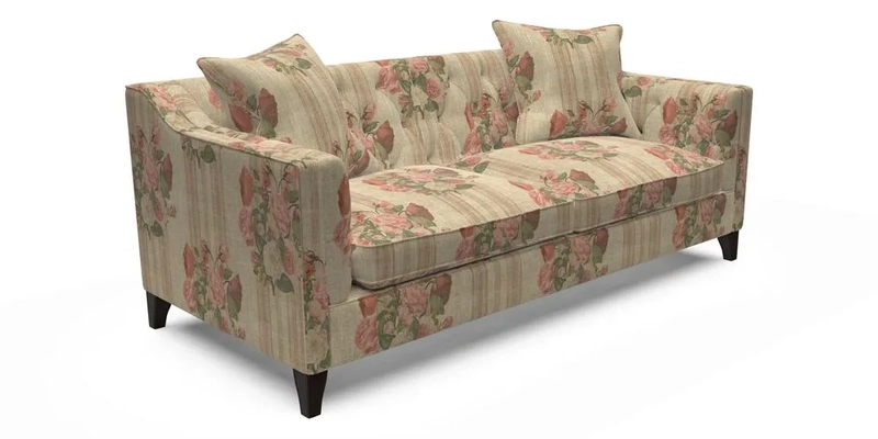 Haresfield 3 Seater Sofa in Linwood Omega Velvet Omega Airforce with Contrasting Piping