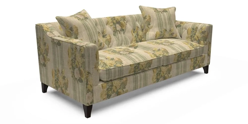 Haresfield 3 Seater Sofa in Linwood Omega Velvet Omega Airforce with Contrasting Piping