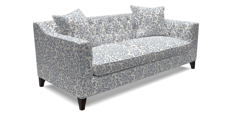 Haresfield 3 Seater Sofa in Linwood Omega Velvet Omega Airforce with Contrasting Piping