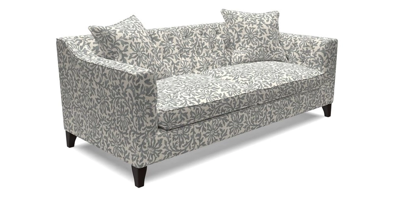 Haresfield 3 Seater Sofa in Linwood Omega Velvet Omega Airforce with Contrasting Piping