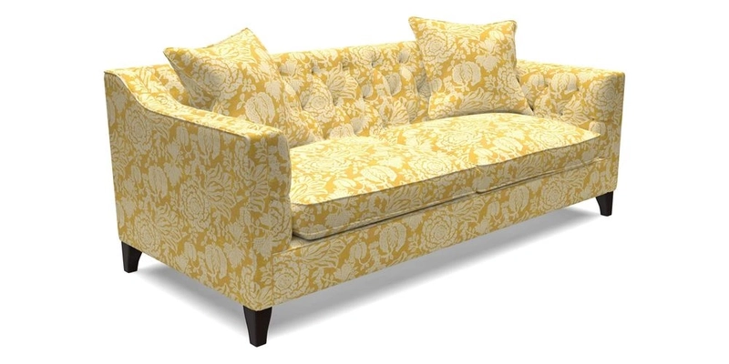 Haresfield 3 Seater Sofa in Linwood Omega Velvet Omega Airforce with Contrasting Piping