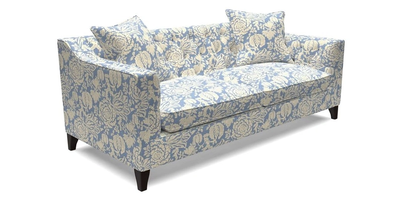 Haresfield 3 Seater Sofa in Linwood Omega Velvet Omega Airforce with Contrasting Piping