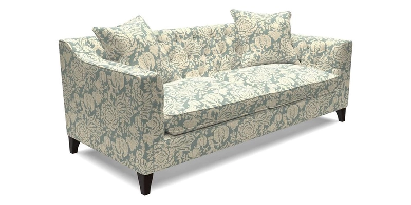 Haresfield 3 Seater Sofa in Linwood Omega Velvet Omega Airforce with Contrasting Piping
