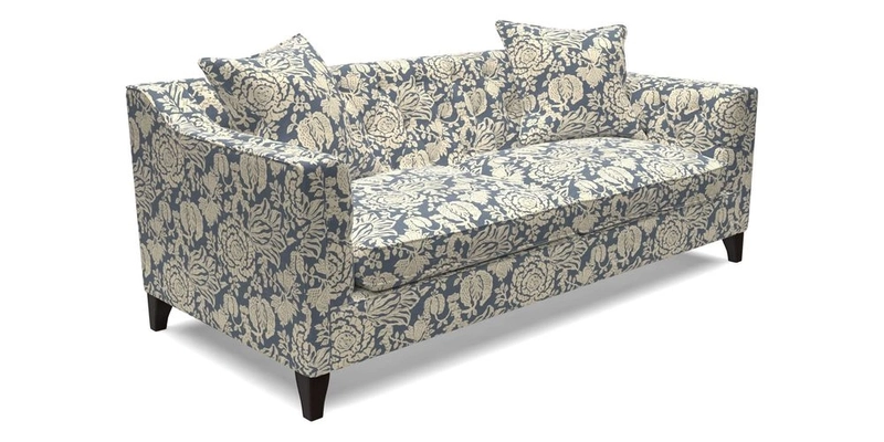 Haresfield 3 Seater Sofa in Linwood Omega Velvet Omega Airforce with Contrasting Piping