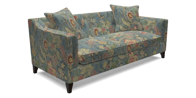 Haresfield 3 Seater Sofa in Linwood Omega Velvet Omega Airforce with Contrasting Piping
