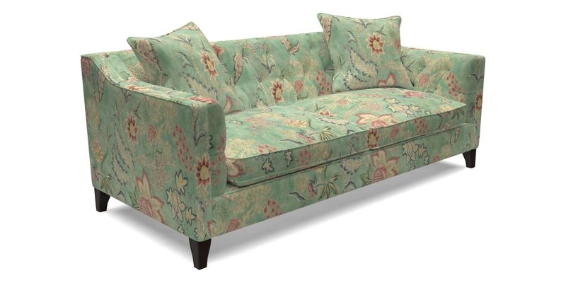 Haresfield 3 Seater Sofa in Linwood Omega Velvet Omega Airforce with Contrasting Piping