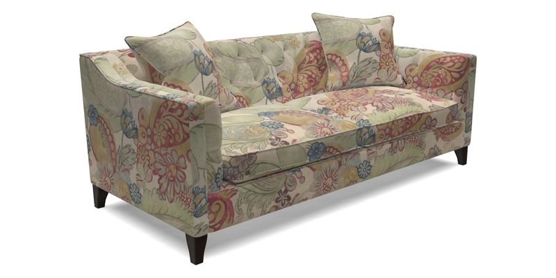 Haresfield 3 Seater Sofa in Linwood Omega Velvet Omega Airforce with Contrasting Piping