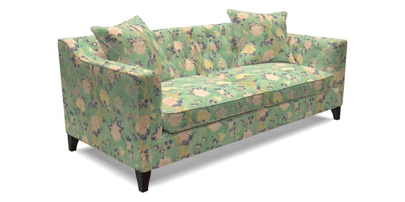 Haresfield 3 Seater Sofa in Linwood Omega Velvet Omega Airforce with Contrasting Piping