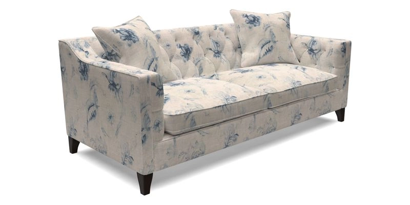 Haresfield 3 Seater Sofa in Linwood Omega Velvet Omega Airforce with Contrasting Piping