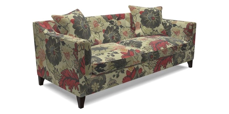 Haresfield 3 Seater Sofa in Linwood Omega Velvet Omega Airforce with Contrasting Piping