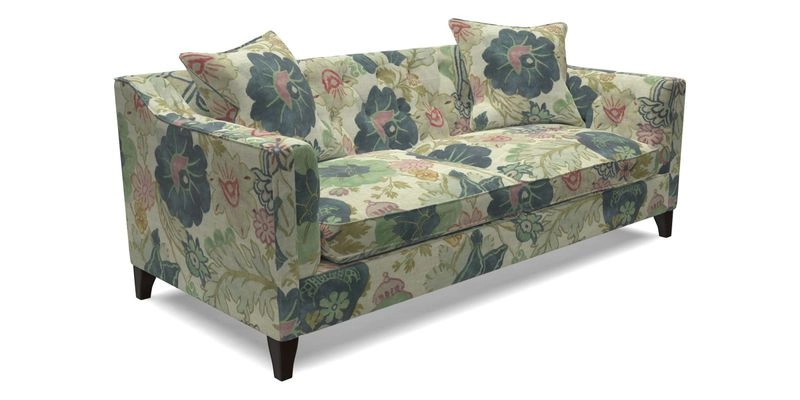 Haresfield 3 Seater Sofa in Linwood Omega Velvet Omega Airforce with Contrasting Piping