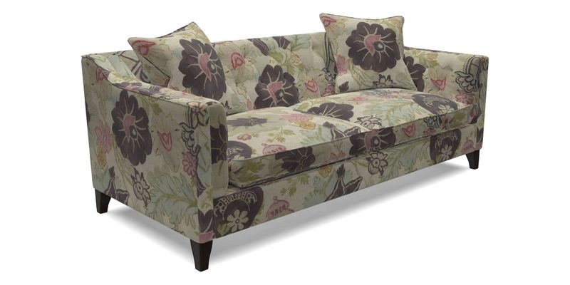 Haresfield 3 Seater Sofa in Linwood Omega Velvet Omega Airforce with Contrasting Piping