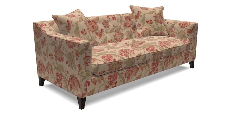 Haresfield 3 Seater Sofa in Linwood Omega Velvet Omega Airforce with Contrasting Piping