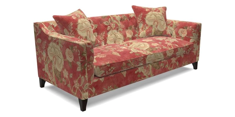 Haresfield 3 Seater Sofa in Linwood Omega Velvet Omega Airforce with Contrasting Piping