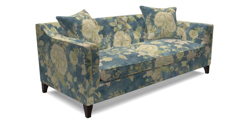 Haresfield 3 Seater Sofa in Linwood Omega Velvet Omega Airforce with Contrasting Piping